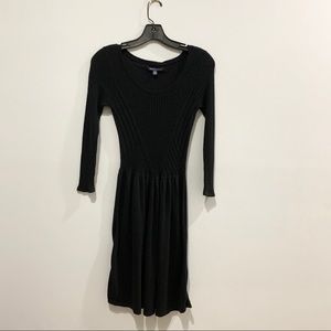 Stretchy Black Knit Long Sleeve Dress
